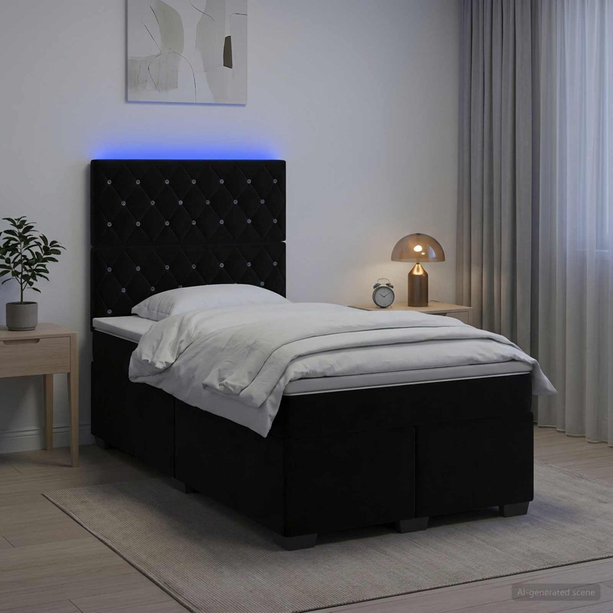 Boxspring krevet s madracem Crna 120 x 200 cm Baršun