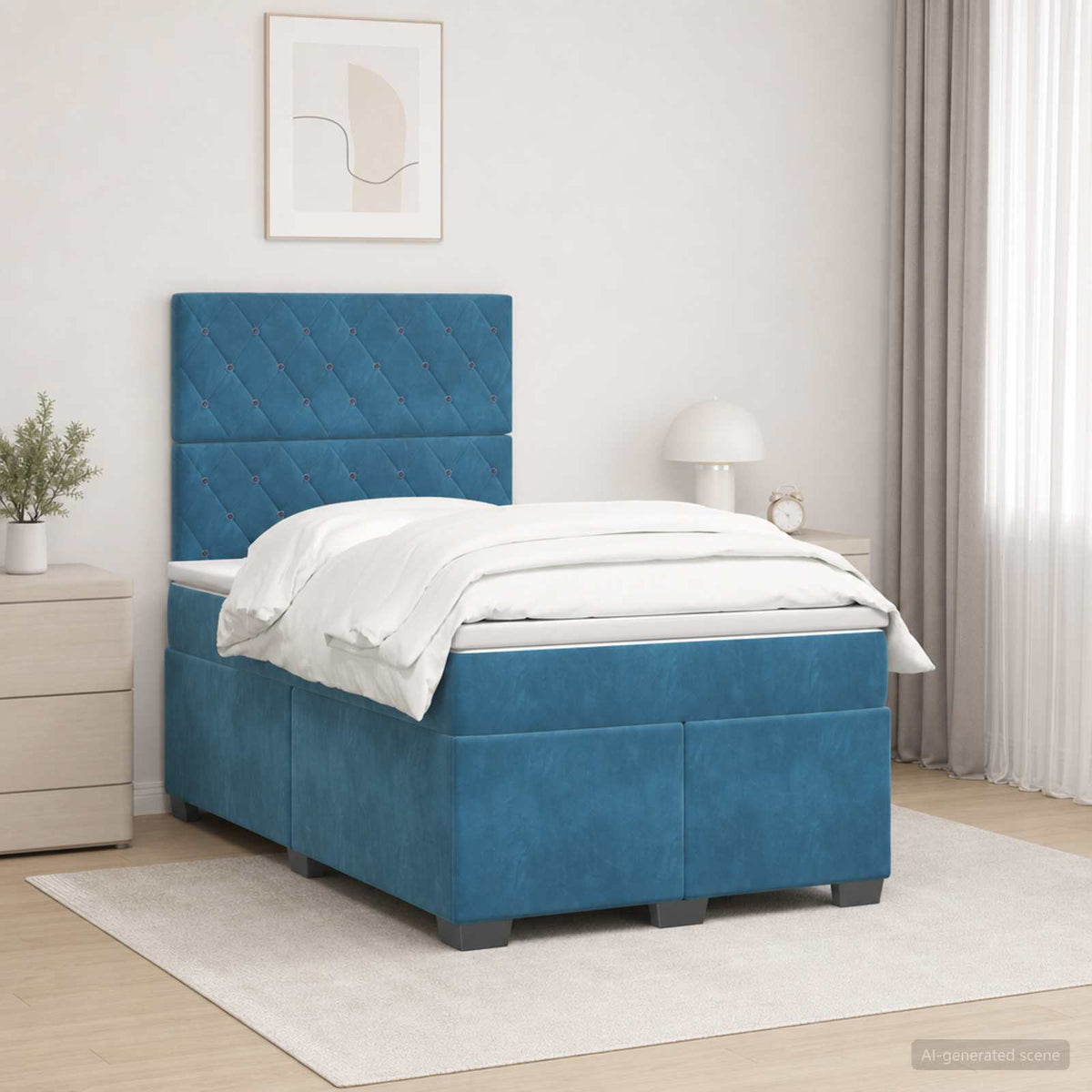 Boxspring krevet s madracem Plava 120 x 190 cm Baršun