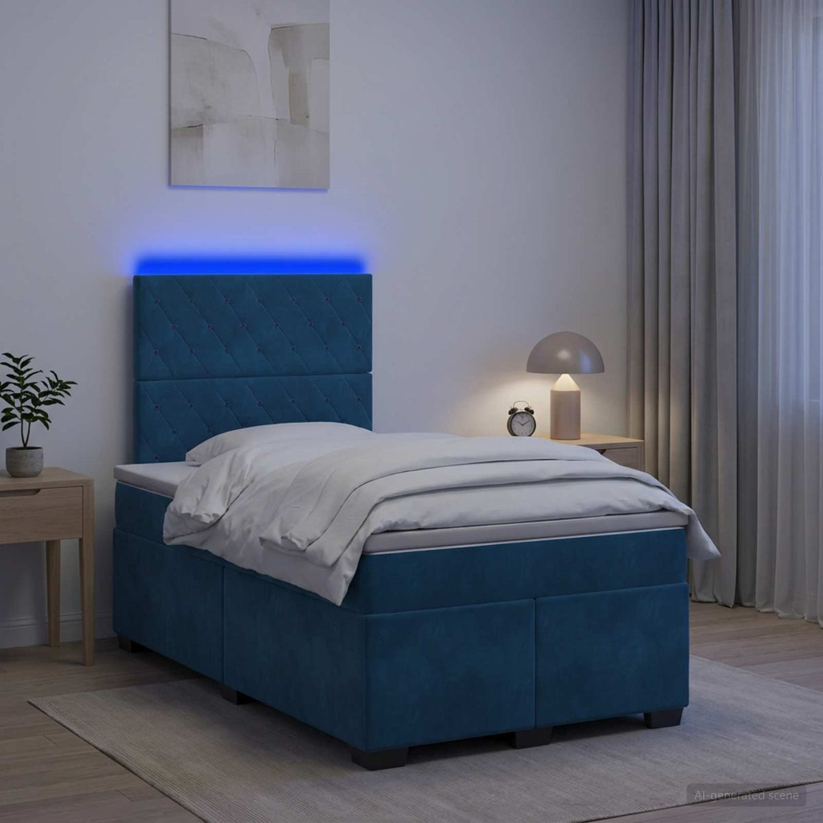 Boxspring krevet s madracem Plava 120 x 190 cm Baršun