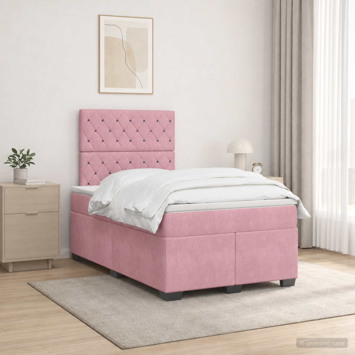 Boxspring krevet s madracem Ružičasta 120 x 190 cm Baršun