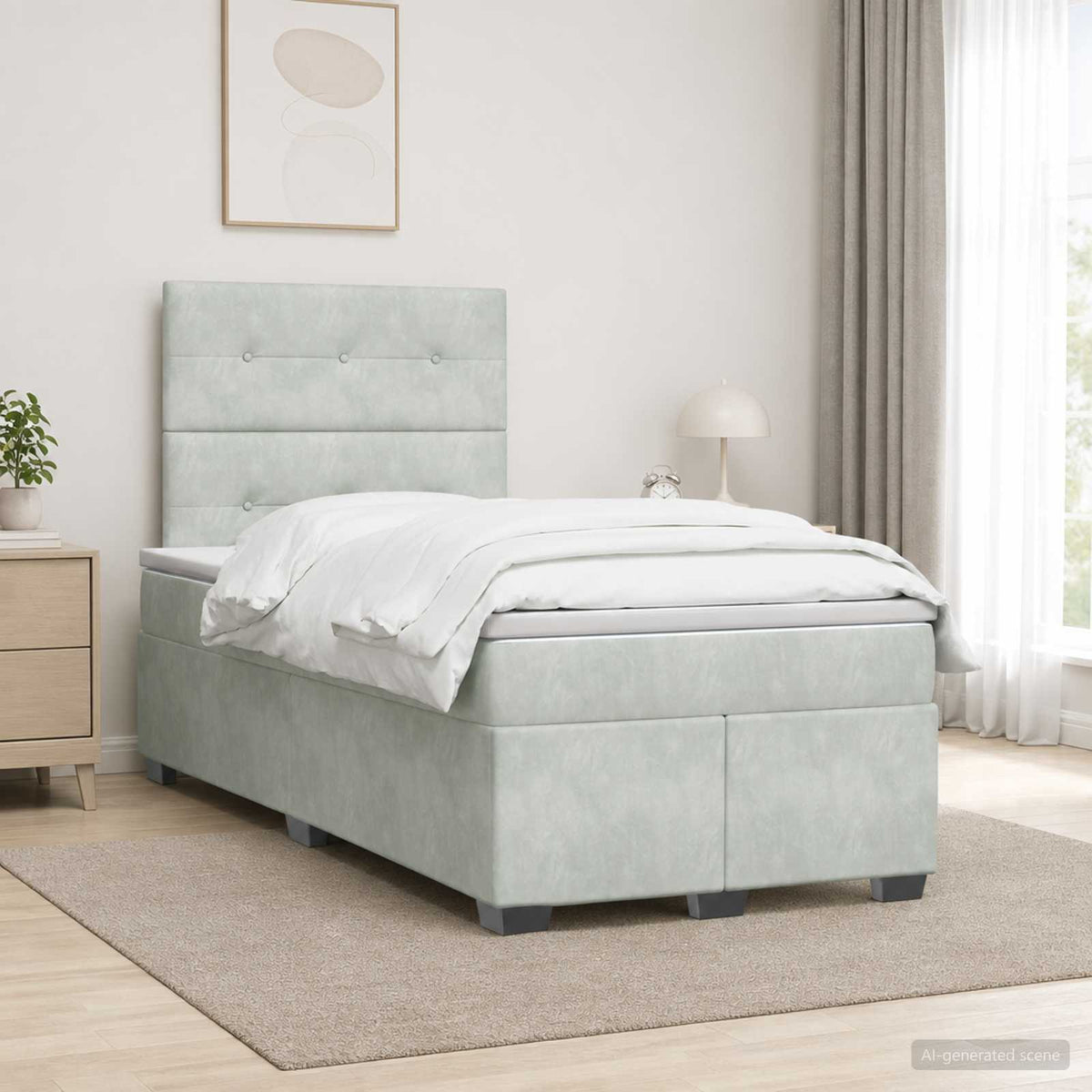 Boxspring krevet s madracem Svjetlosiva 120 x 190 cm Baršun