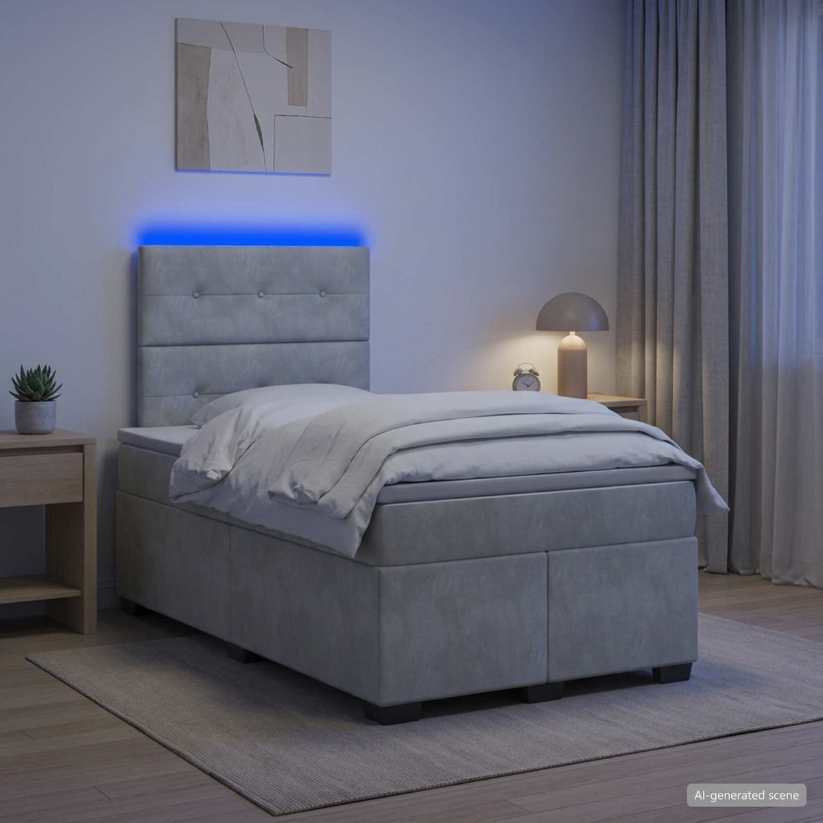 Boxspring krevet s madracem Svjetlosiva 120 x 190 cm Baršun