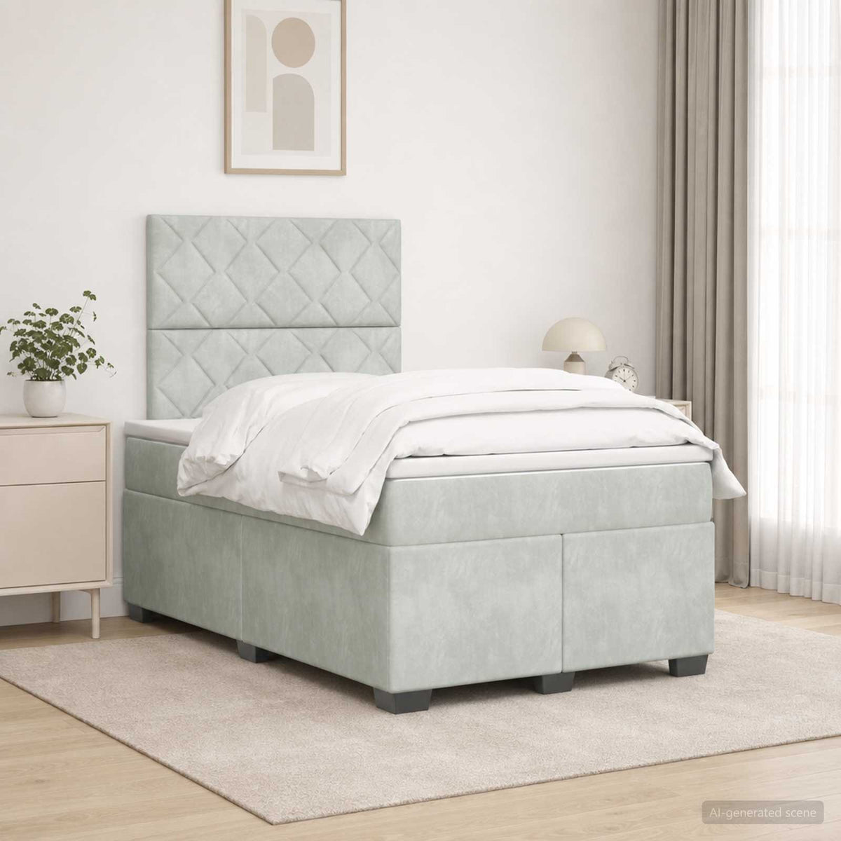 Boxspring krevet s madracem Svjetlosiva 120 x 190 cm Baršun