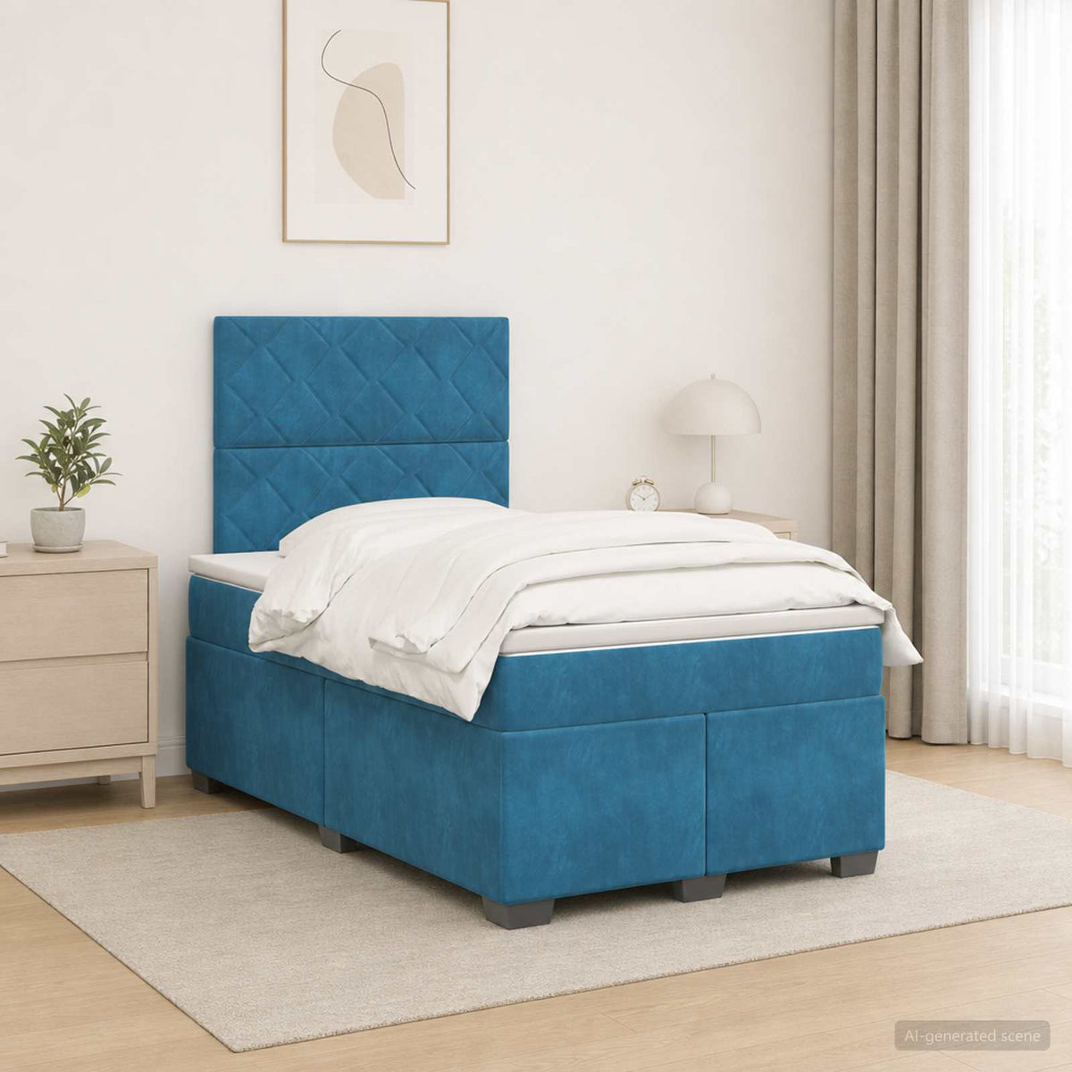 Boxspring krevet s madracem Plava 120 x 200 cm Baršun
