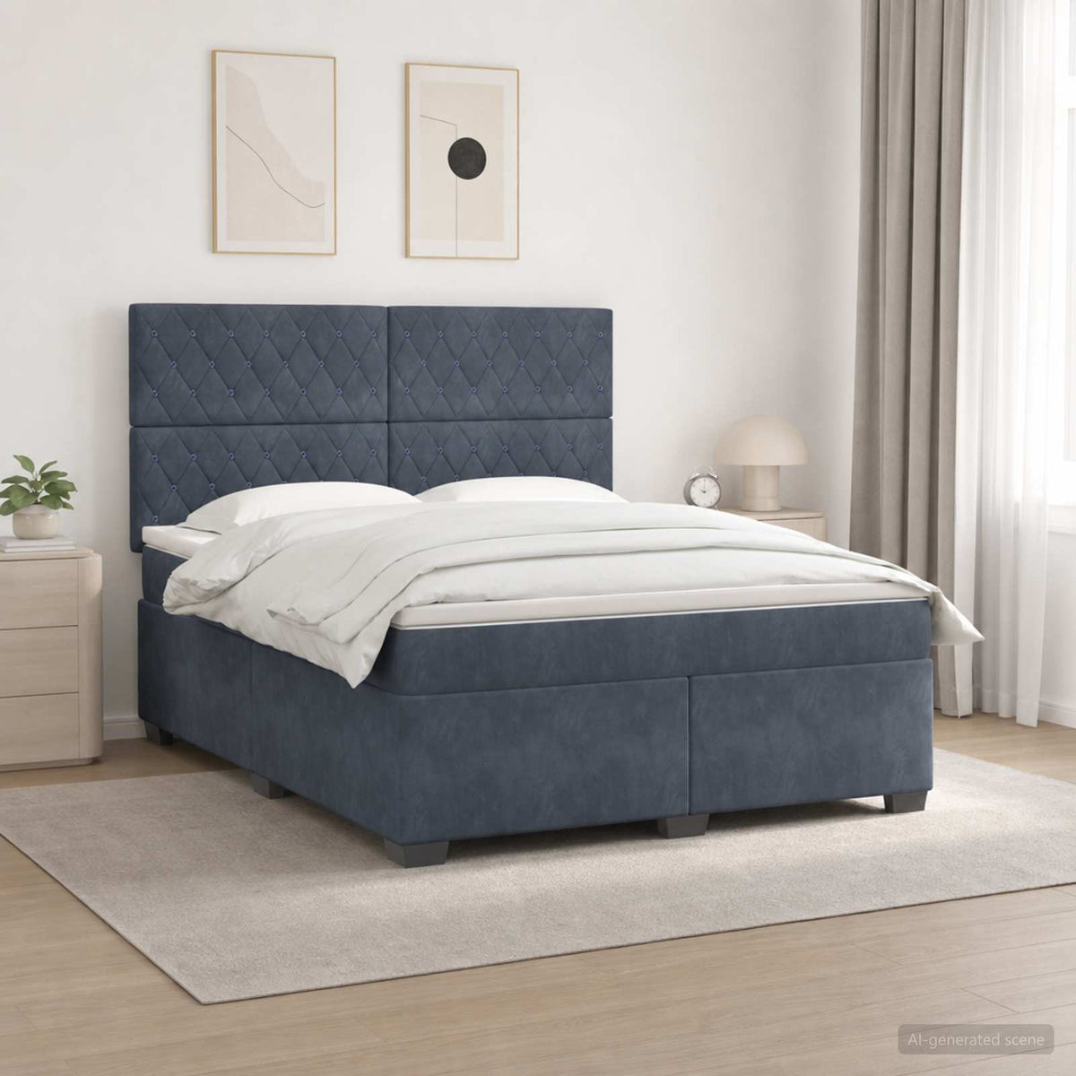Boxspring krevet s madracem Tamnosiva 160 x 200 cm Baršun