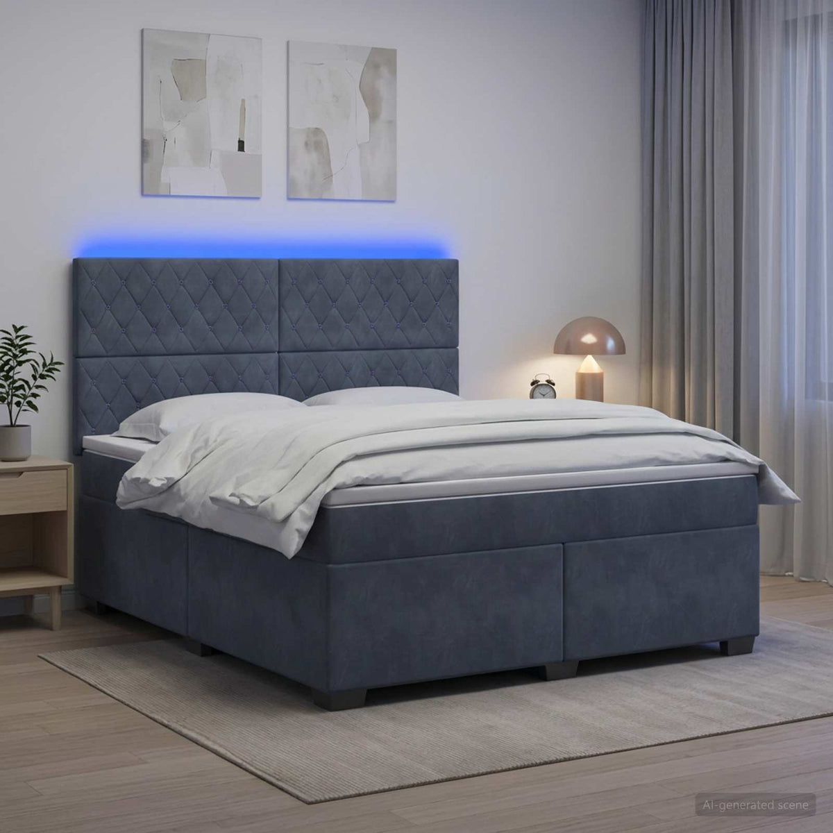 Boxspring krevet s madracem Tamnosiva 160 x 200 cm Baršun