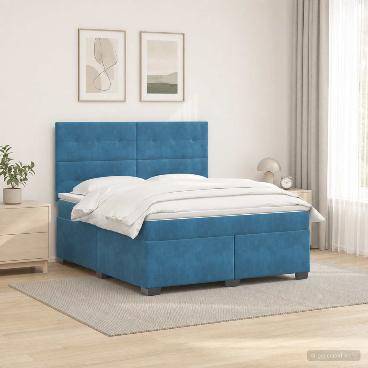 Boxspring krevet s madracem Plava 180 x 200 cm Baršun