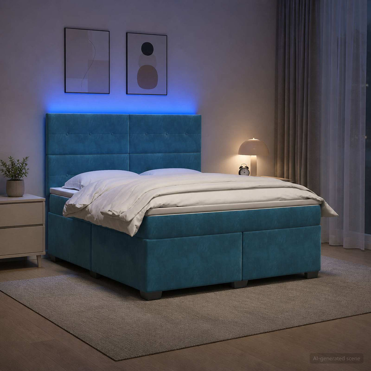 Boxspring krevet s madracem Plava 180 x 200 cm Baršun