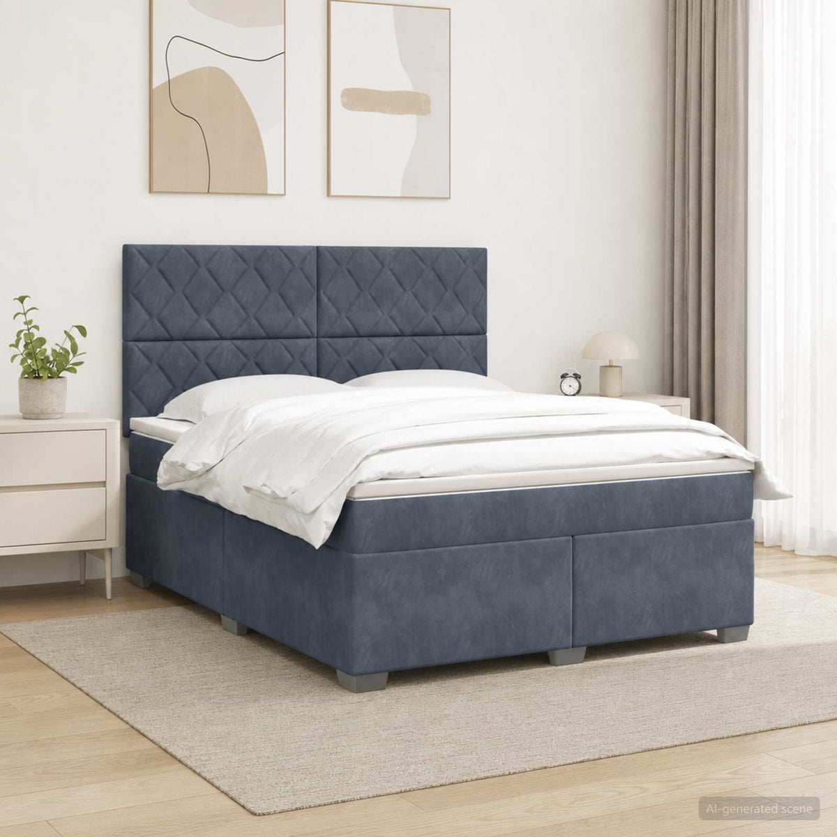 Boxspring krevet s madracem Tamnosiva 180 x 200 cm Baršun