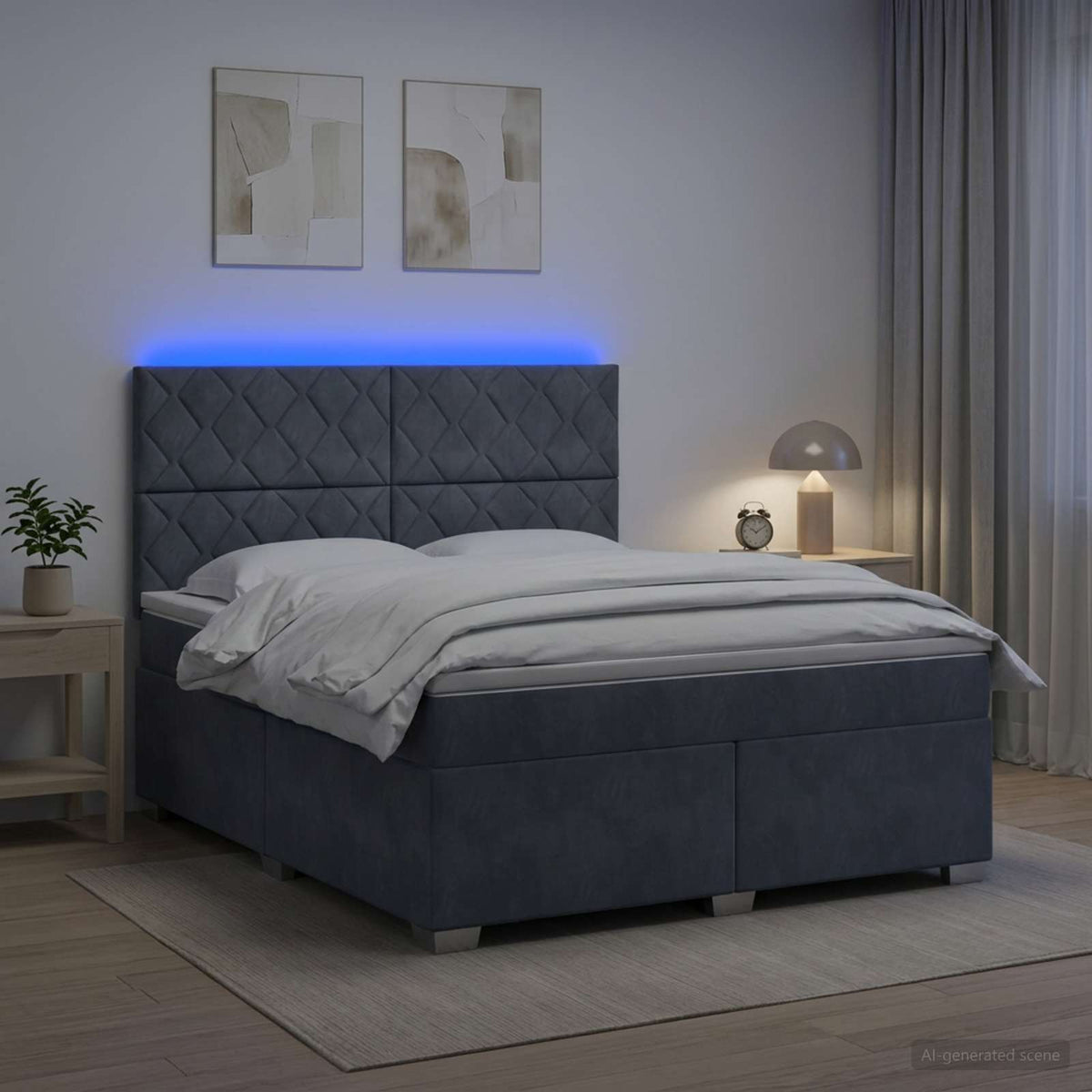 Boxspring krevet s madracem Tamnosiva 180 x 200 cm Baršun