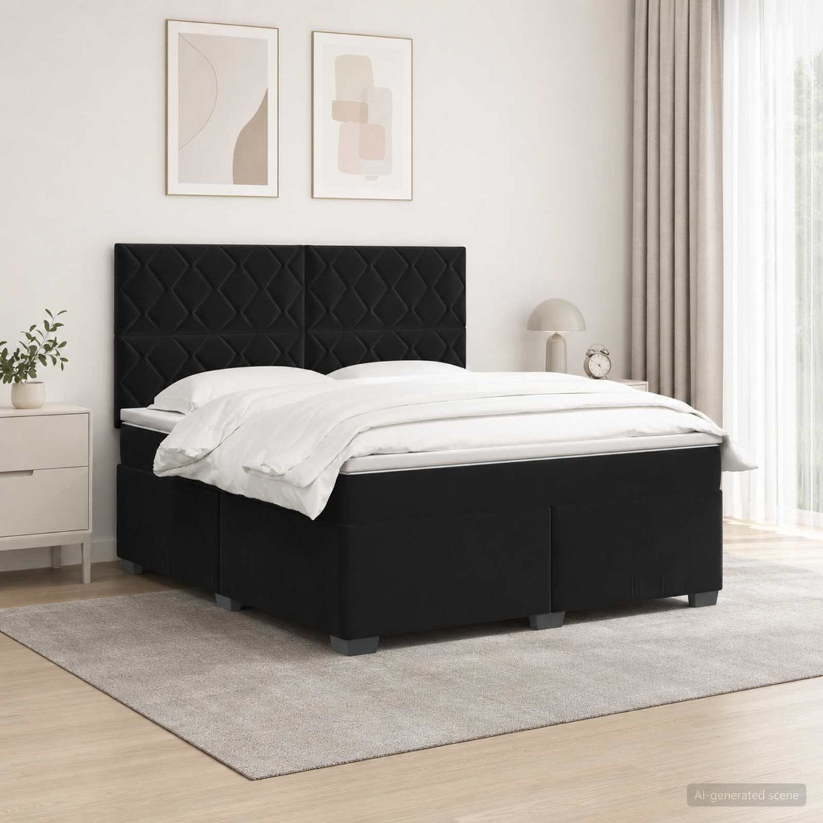 Boxspring krevet s madracem Crna 180 x 200 cm Baršun