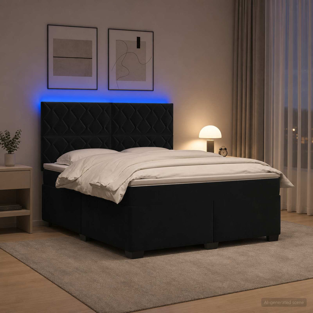 Boxspring krevet s madracem Crna 180 x 200 cm Baršun