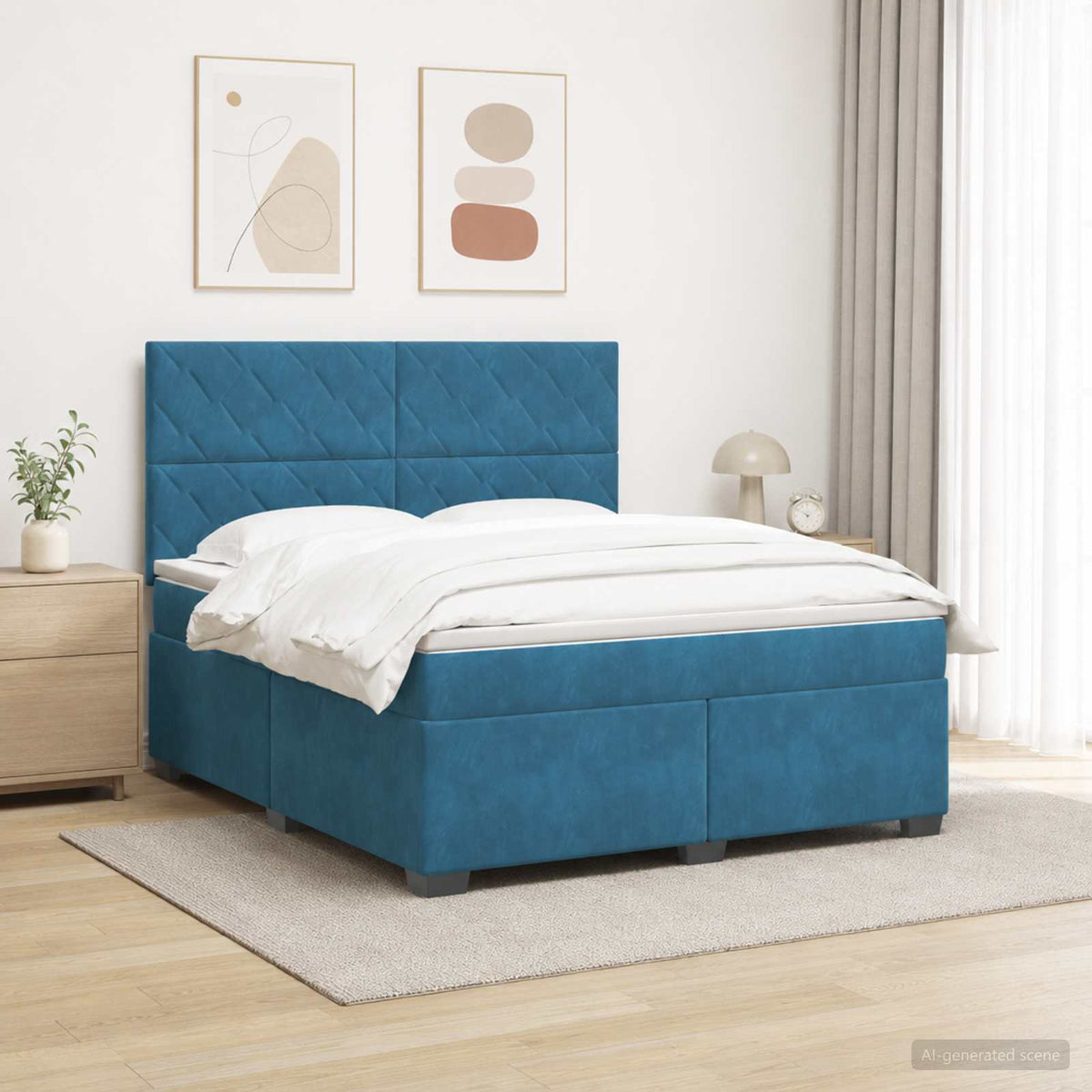 Boxspring krevet s madracem Plava 140 x 200 cm Baršun
