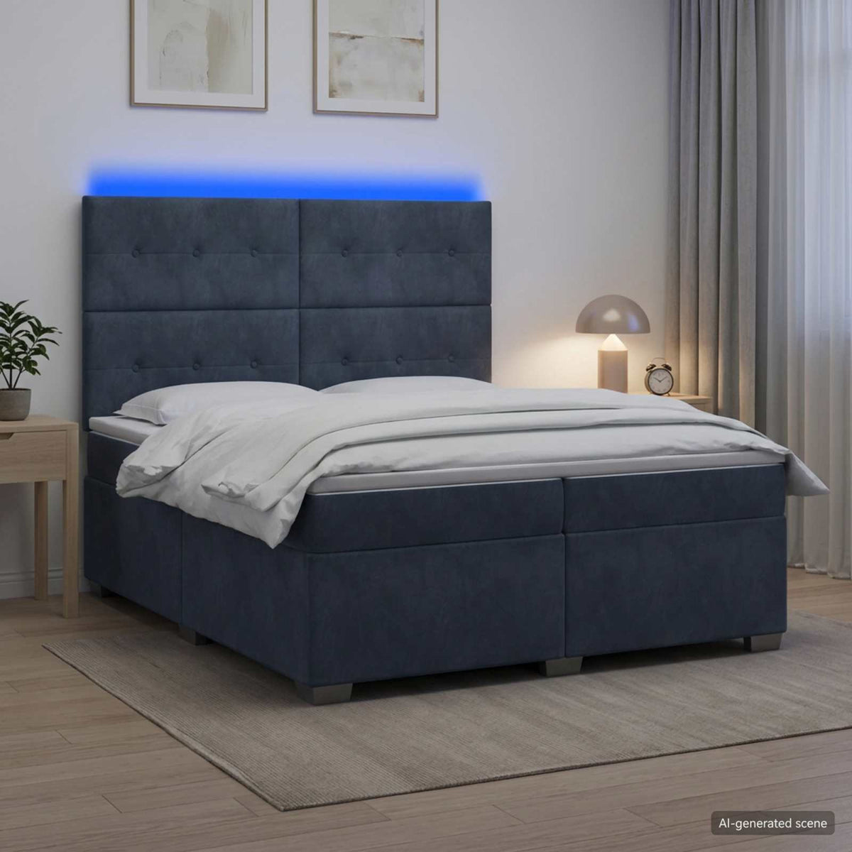 Boxspring krevet s madracem Tamnosiva 200 x 200 cm Baršun