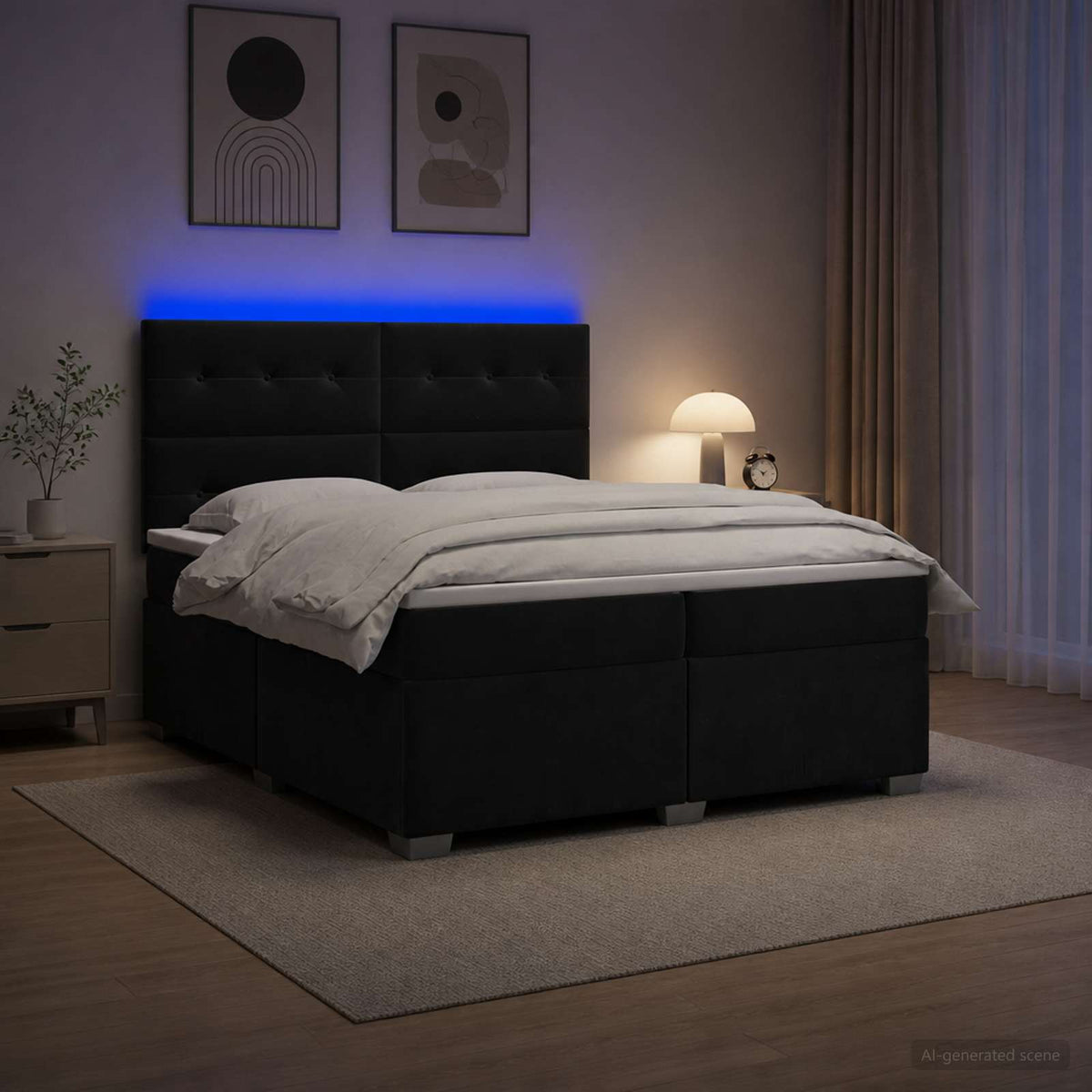 Boxspring krevet s madracem Crna 200 x 200 cm Baršun
