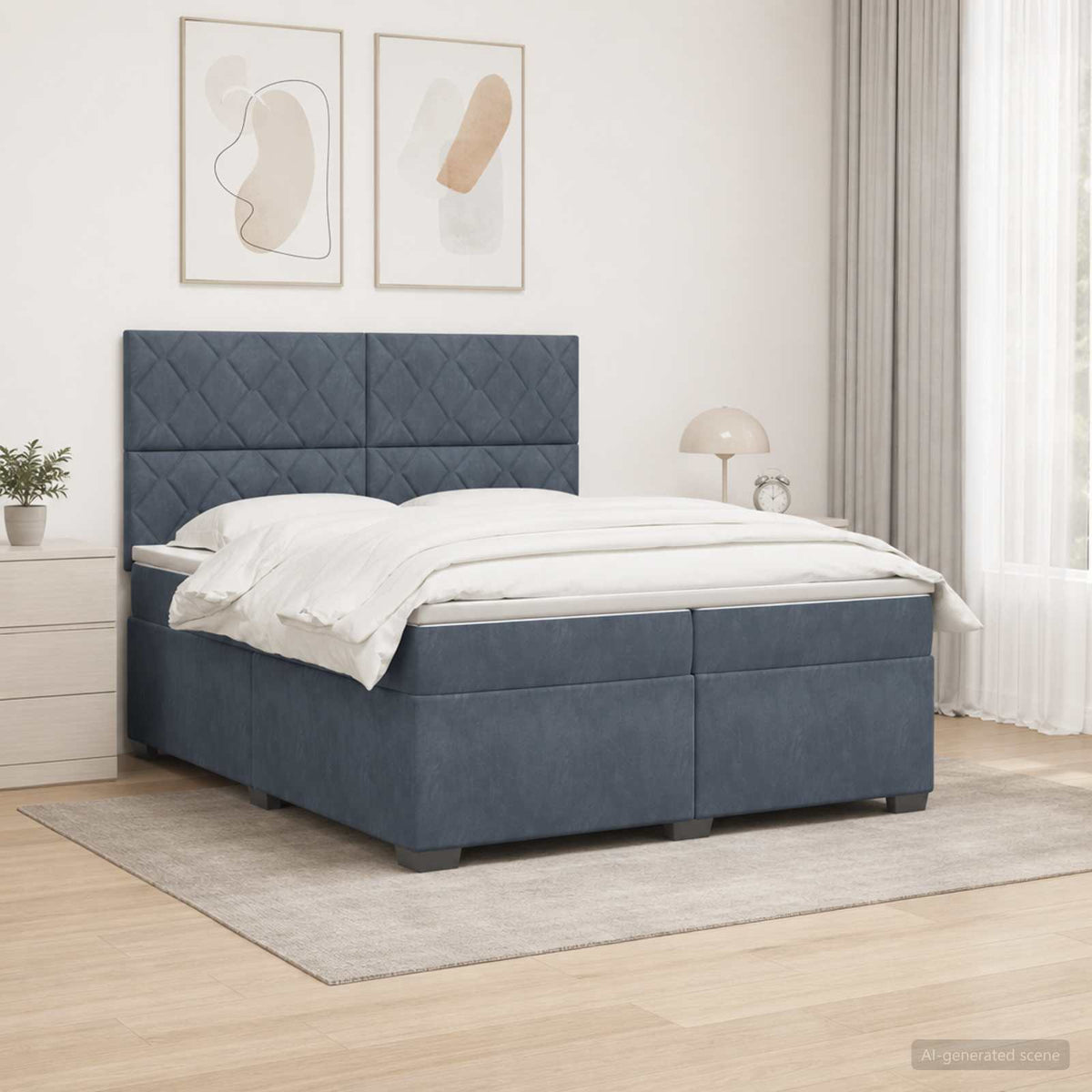 Boxspring krevet s madracem Tamnosiva 200 x 200 cm Baršun