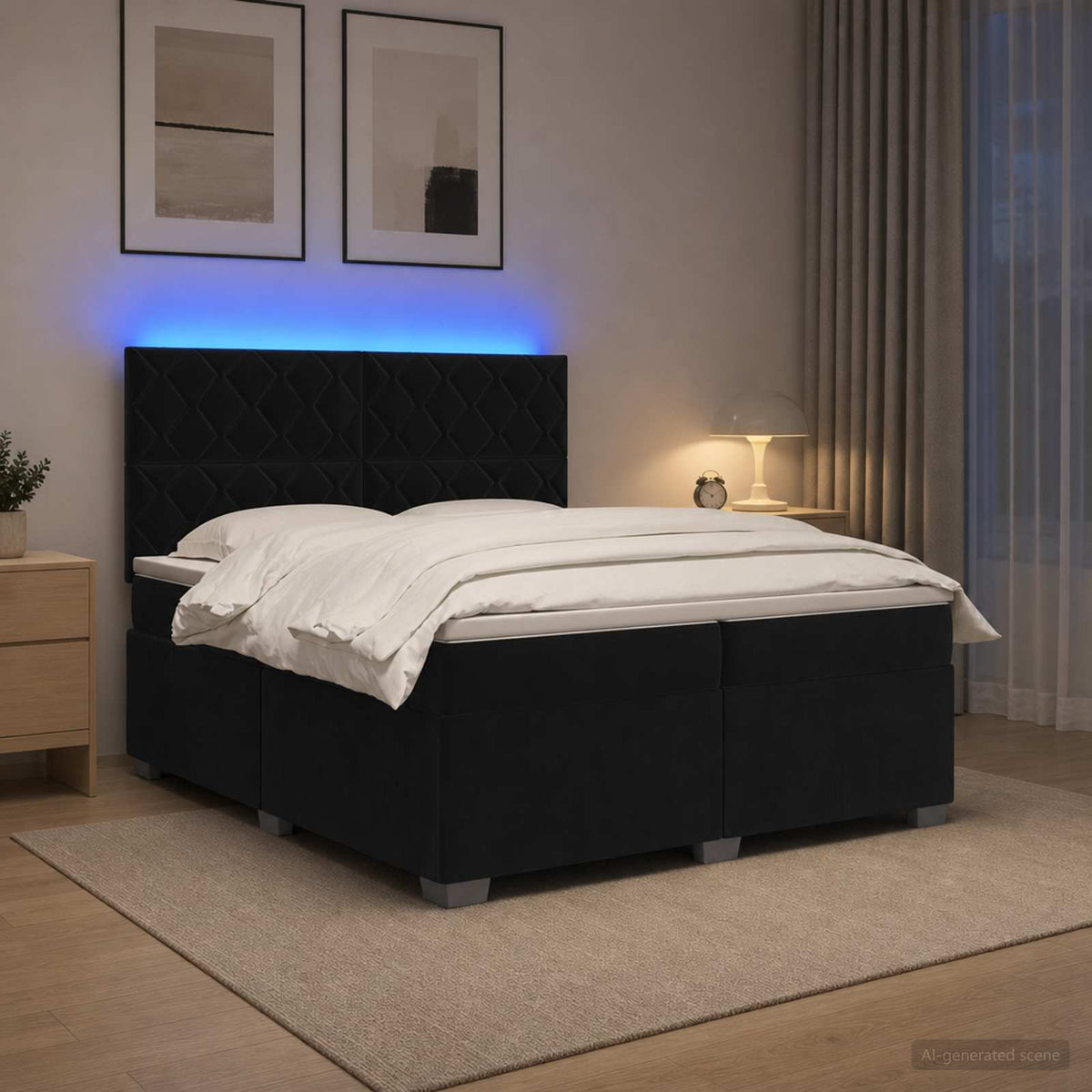 Boxspring krevet s madracem Crna 200 x 200 cm Baršun