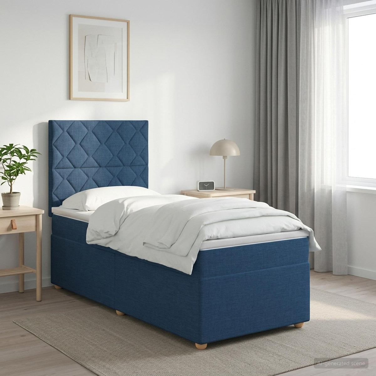 Boxspring krevet s madracem Plava 100 x 200 cm Tkanina