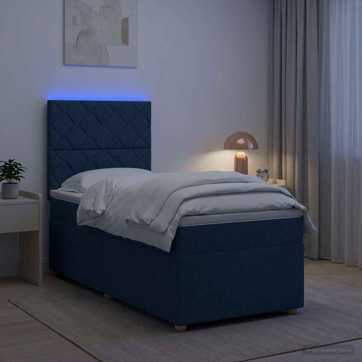 Boxspring krevet s madracem Plava 100 x 200 cm Tkanina