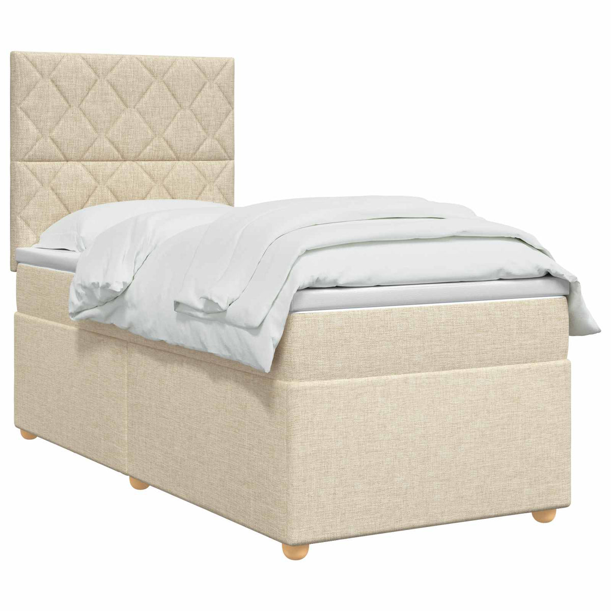 Boxspring krevet s madracem Krem 90 x 190 cm Tkanina