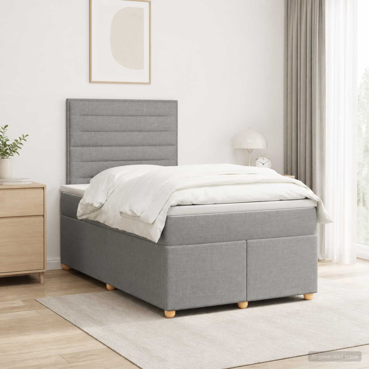 Boxspring krevet s madracem Svjetlosiva 120 x 190 cm Tkanina