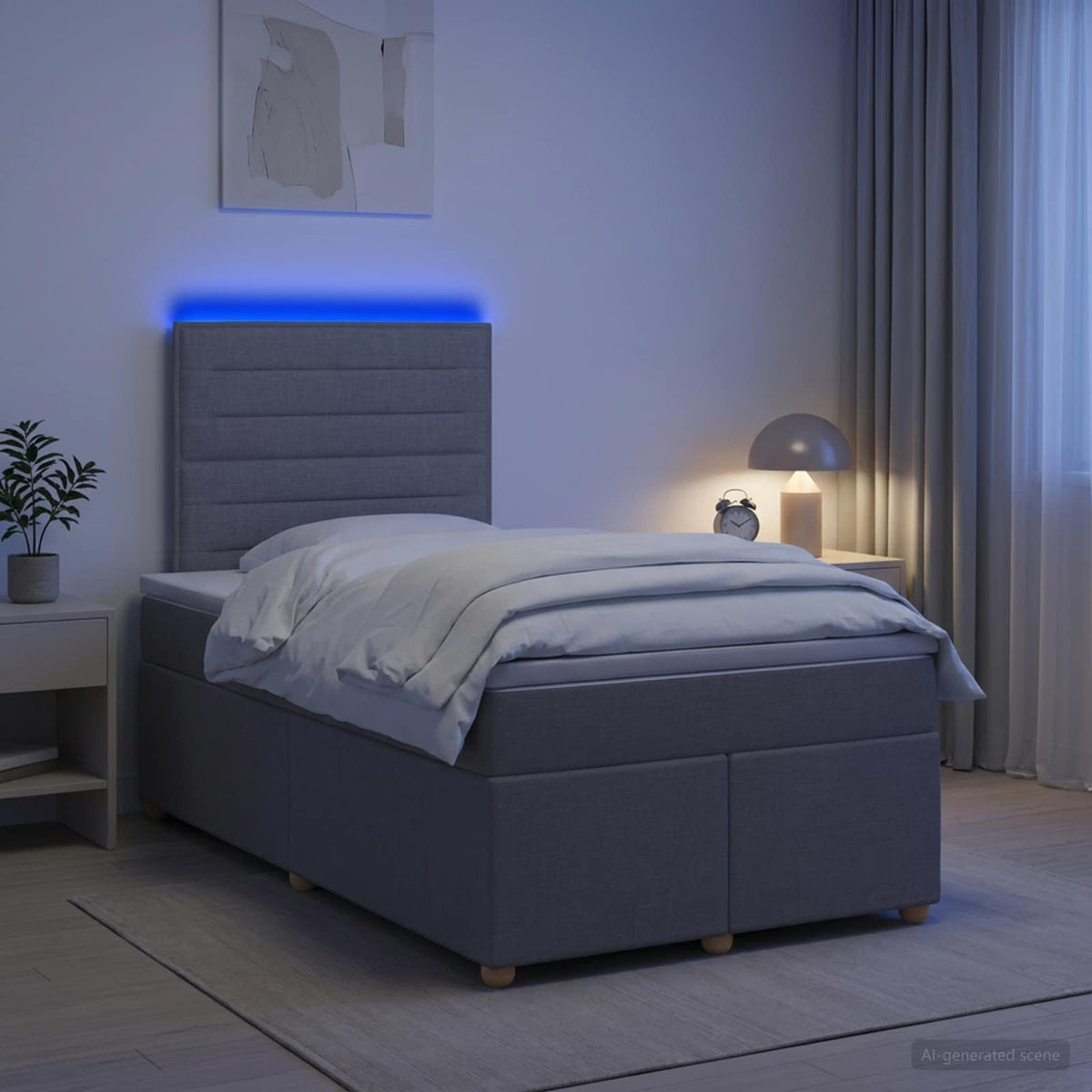 Boxspring krevet s madracem Svjetlosiva 120 x 190 cm Tkanina