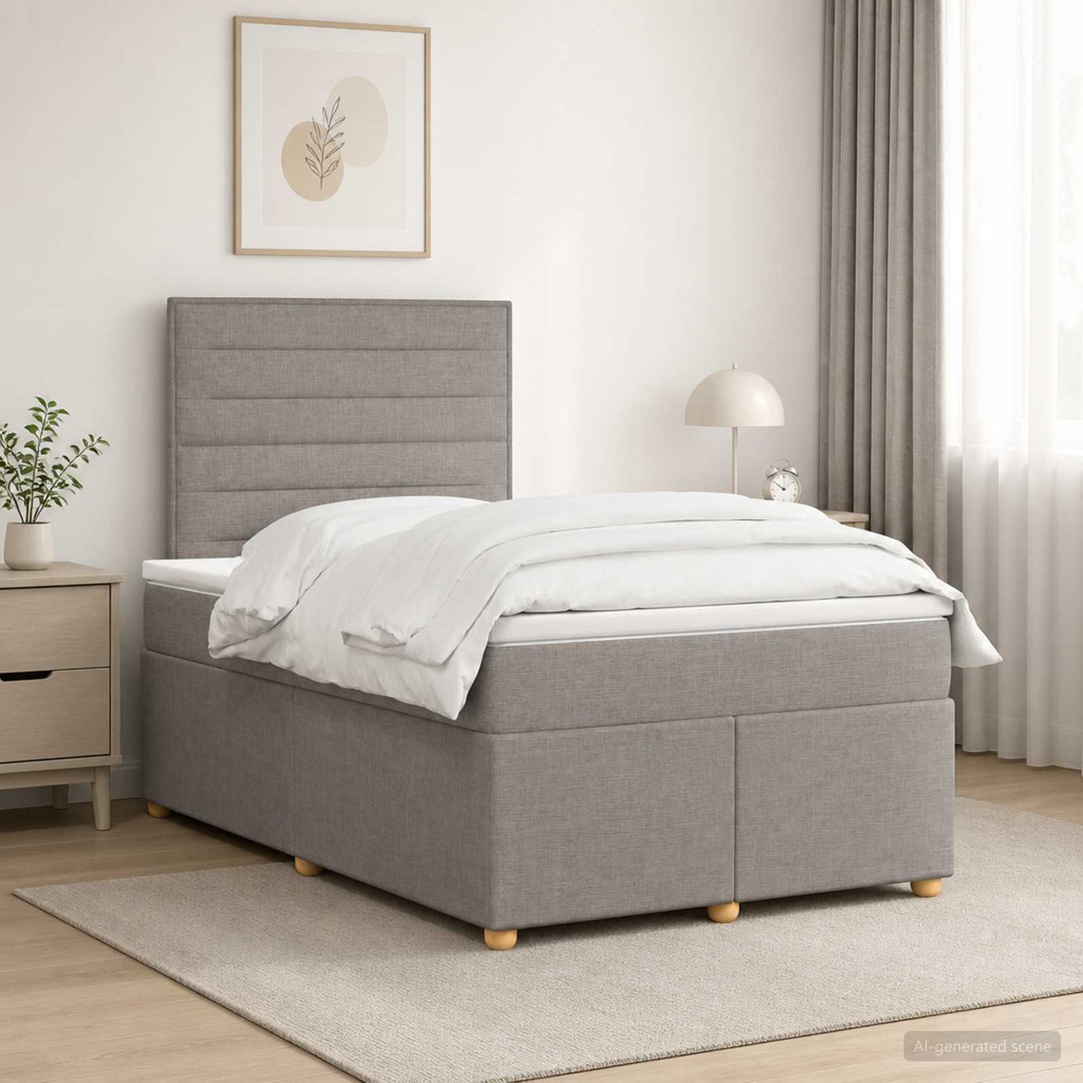 Boxspring krevet s madracem Sivosmeđa 120 x 190 cm Tkanina