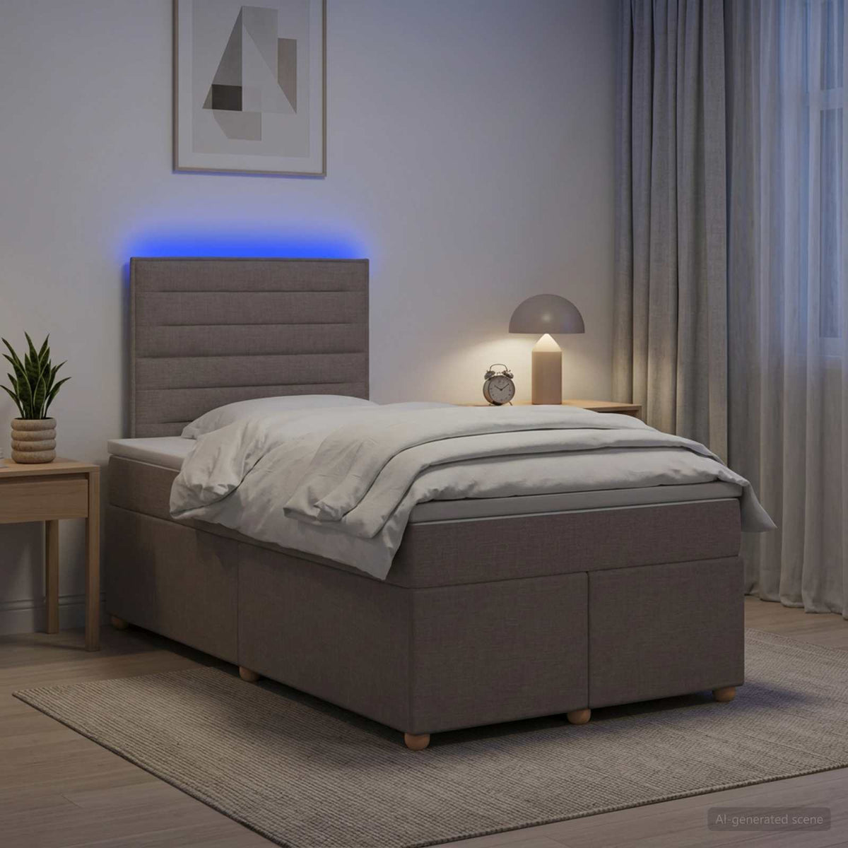 Boxspring krevet s madracem Sivosmeđa 120 x 190 cm Tkanina