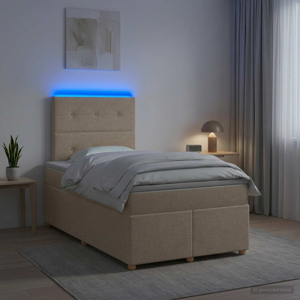 Boxspring krevet s madracem Krem 120 x 190 cm Tkanina