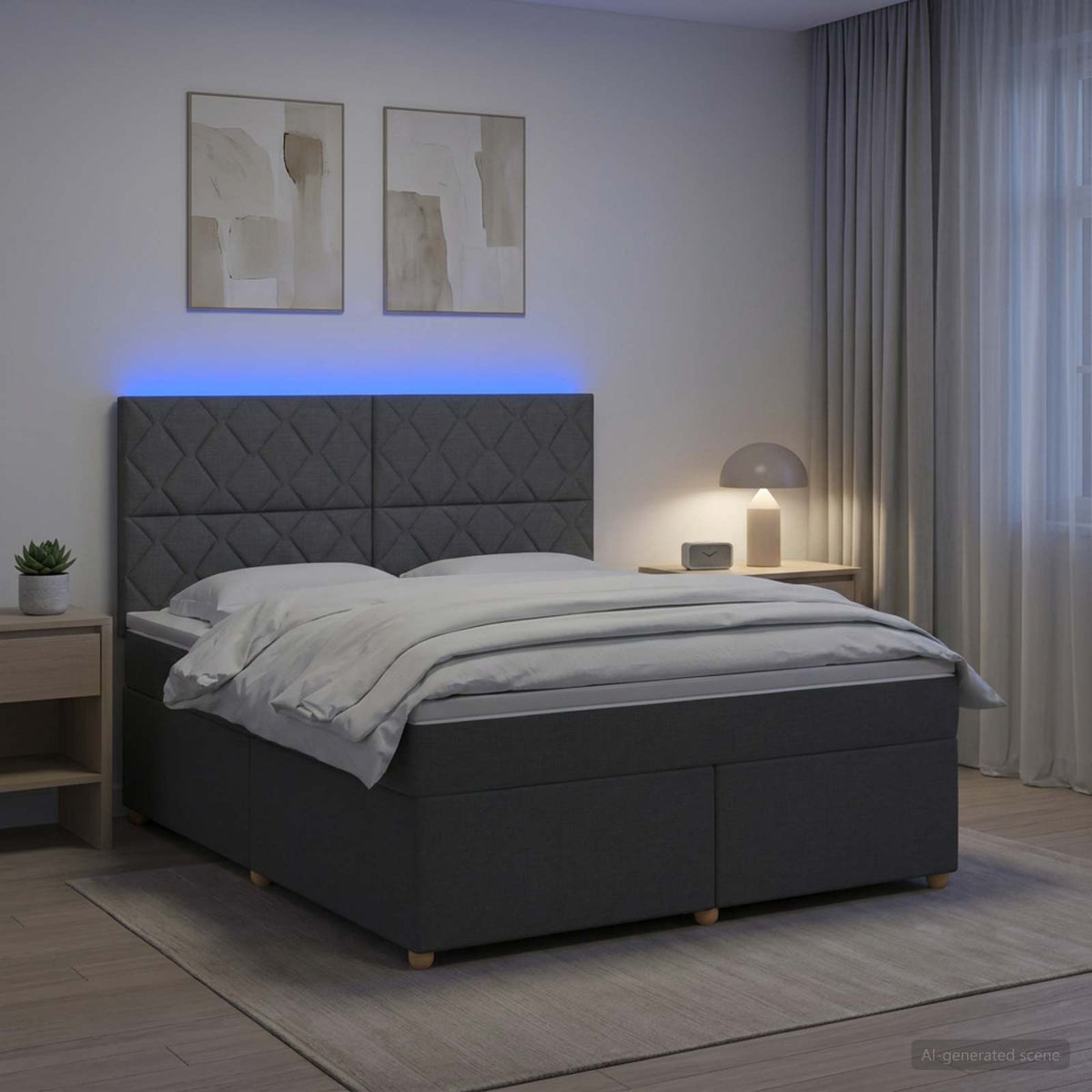 Boxspring krevet s madracem Tamnosiva 160 x 200 cm Tkanina