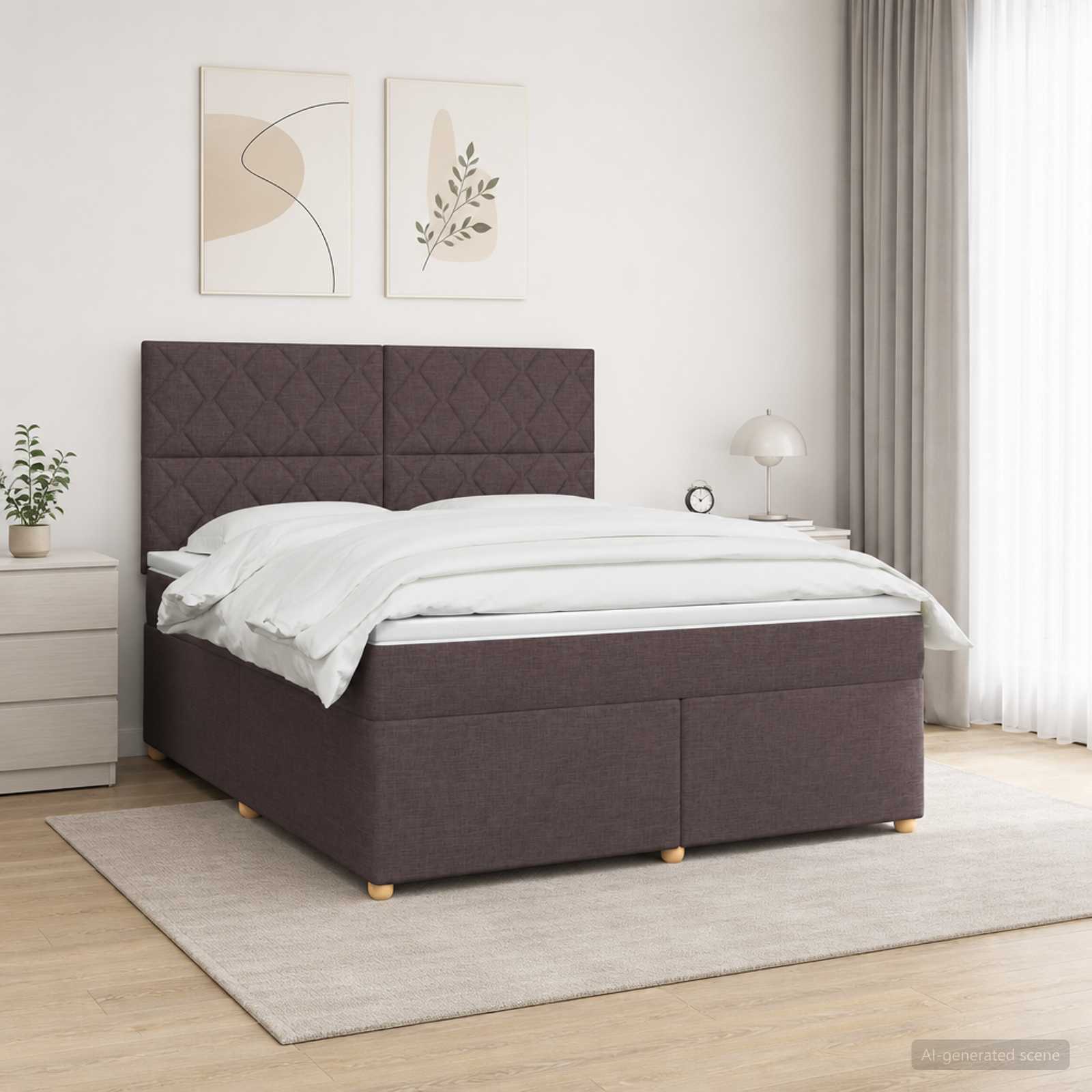 Boxspring krevet s madracem Tamno smeđa 160 x 200 cm Tkanina