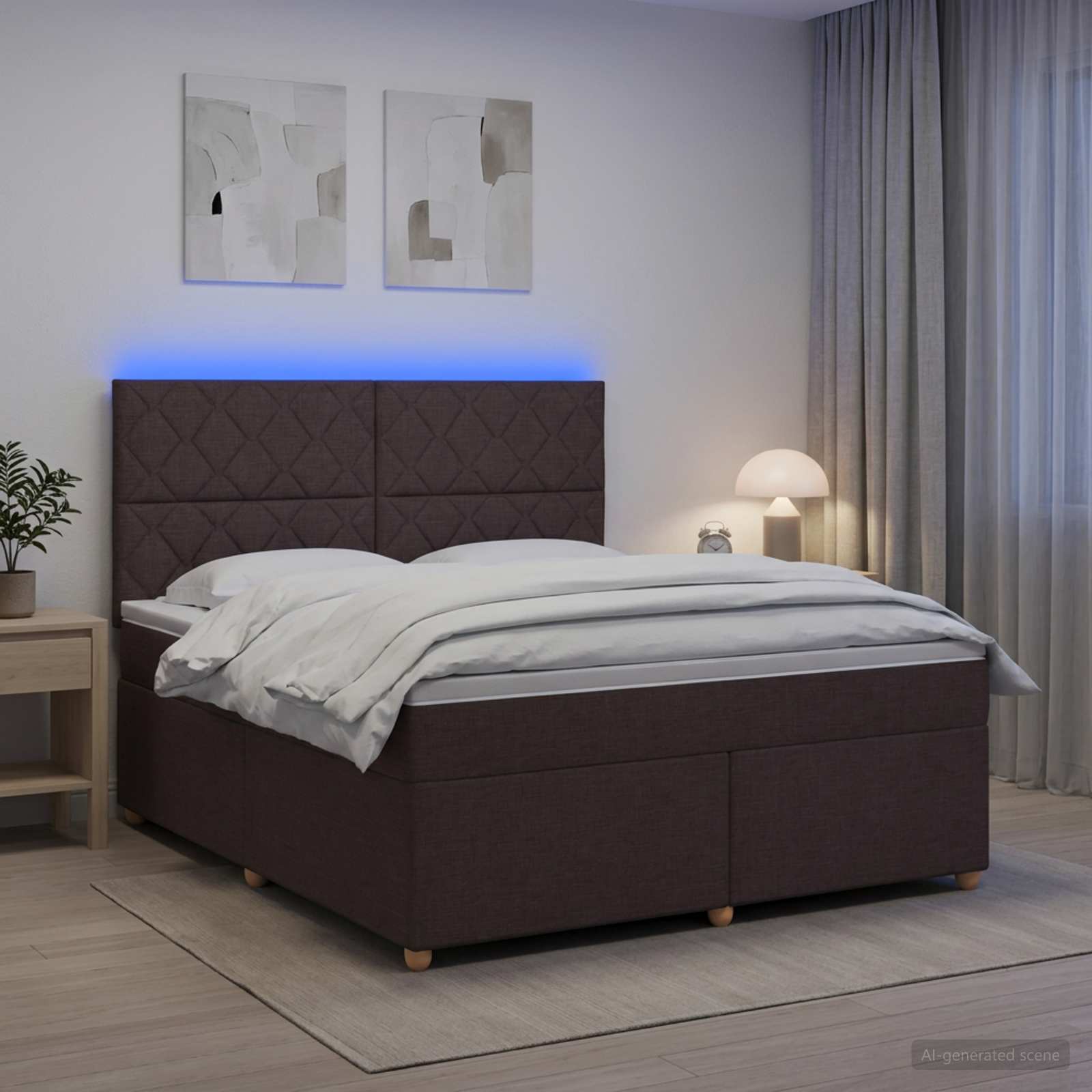 Boxspring krevet s madracem Tamno smeđa 160 x 200 cm Tkanina