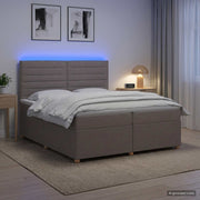 Boxspring krevet s madracem Sivosmeđa 200 x 200 cm Tkanina
