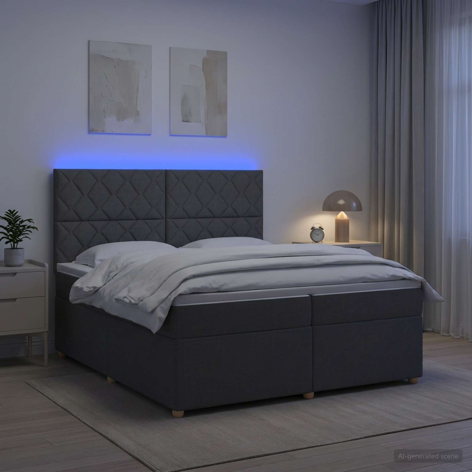 Boxspring krevet s madracem Tamnosiva 200 x 200 cm Tkanina