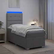LED okvir za krevet s madracem Svjetlosiva 90 x 200 cm Tkanina