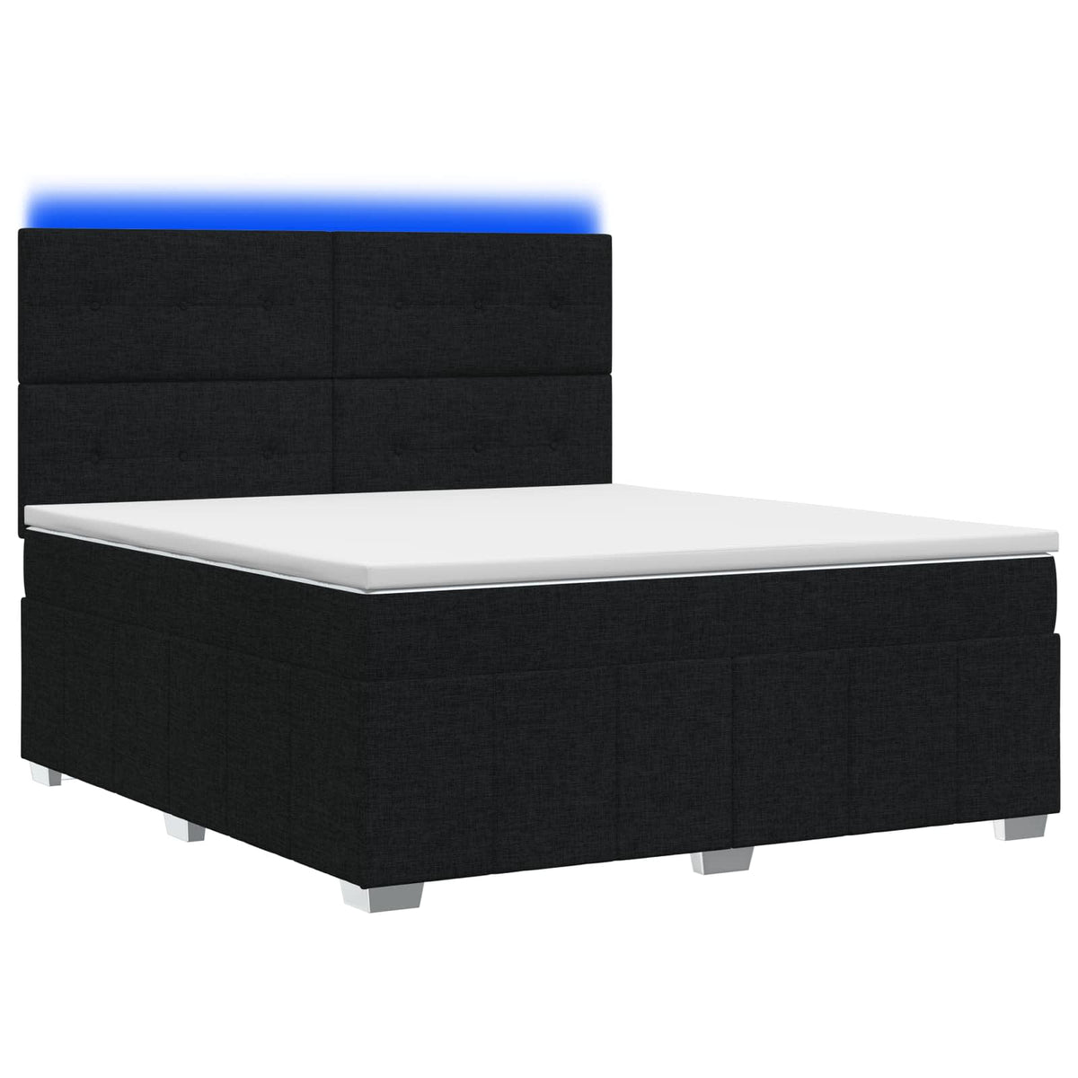 LED okvir za krevet s madracem Crna 140 x 200 cm Tkanina