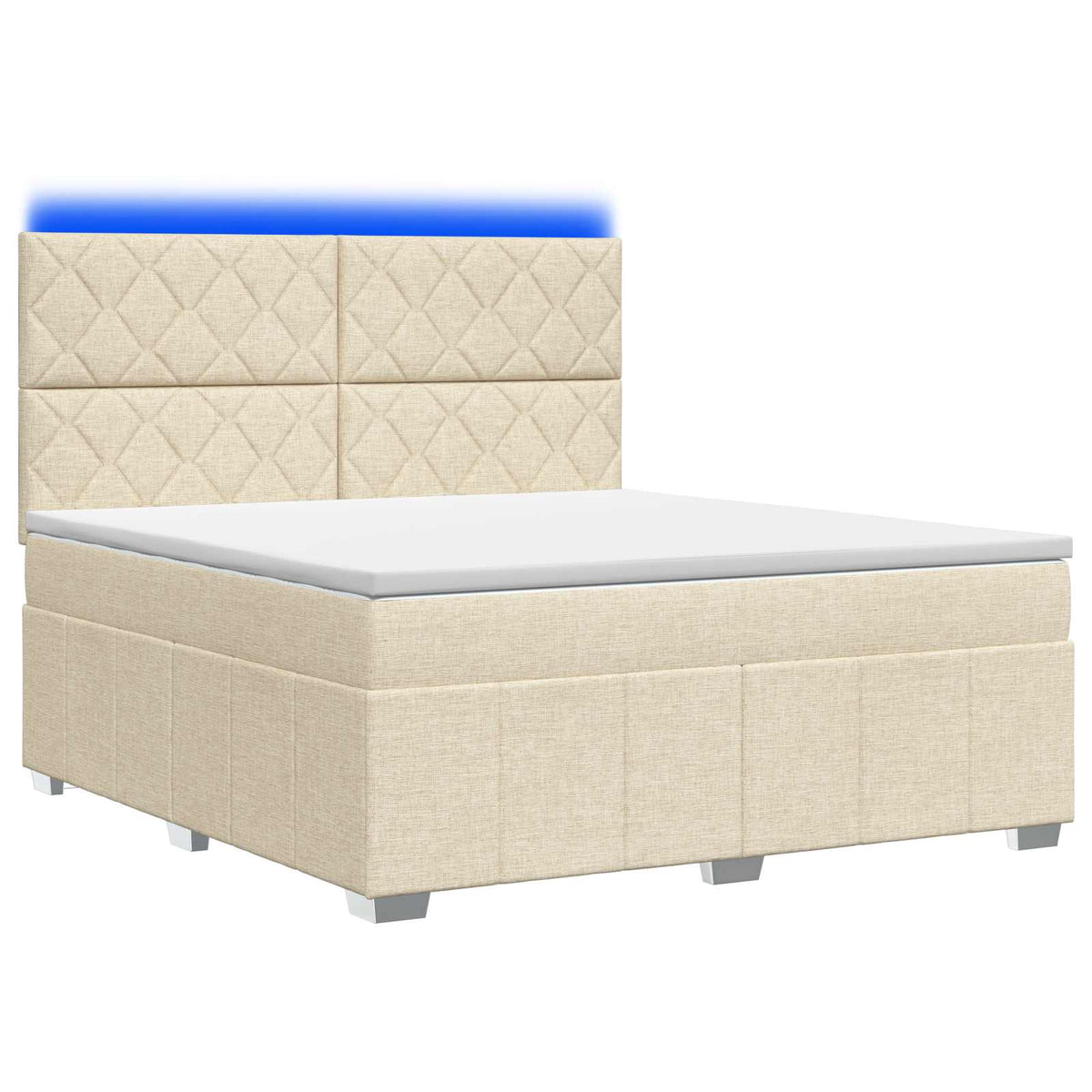 LED okvir za krevet s madracem Krem 140 x 200 cm Tkanina