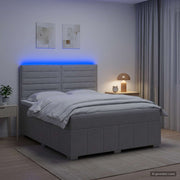 LED okvir za krevet s madracem Svjetlosiva 140 x 200 cm Tkanina