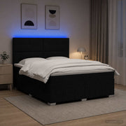 LED okvir za krevet s madracem Crna 140 x 200 cm Tkanina