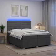 LED okvir za krevet s madracem Tamnosiva 200 x 200 cm Tkanina