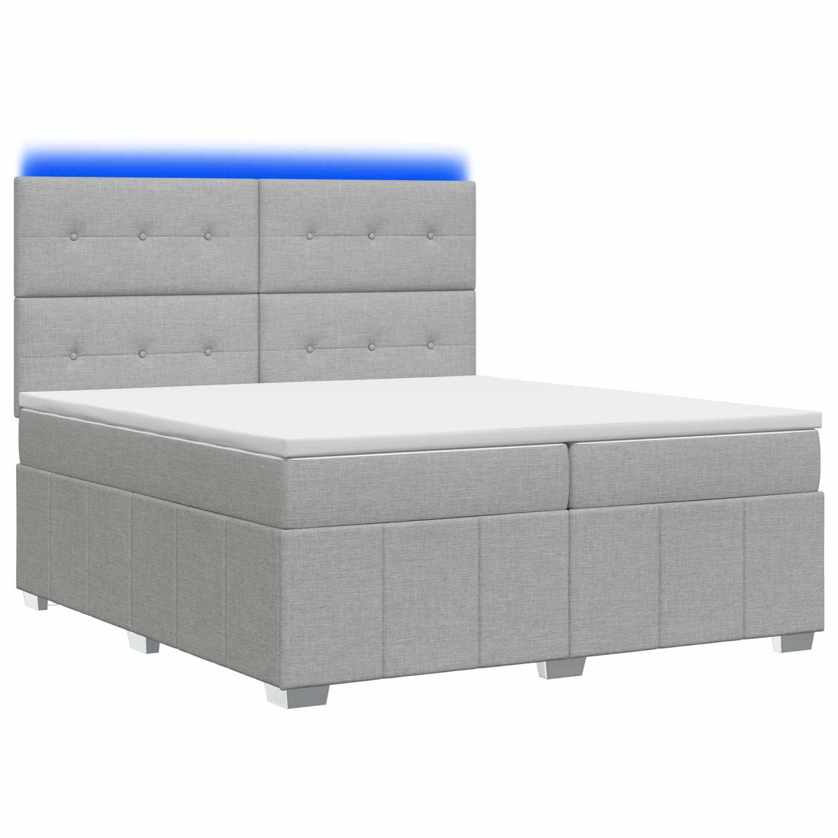 LED okvir za krevet s madracem Svjetlosiva 200 x 200 cm Tkanina