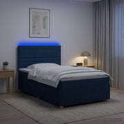 LED okvir za krevet s madracem Plava 90 x 190 cm Tkanina