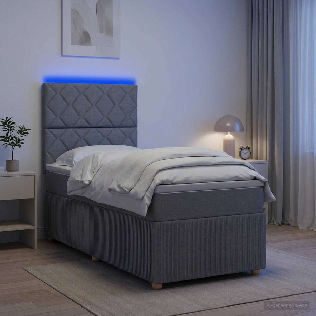 LED okvir za krevet s madracem Svjetlosiva 80 x 200 cm Tkanina