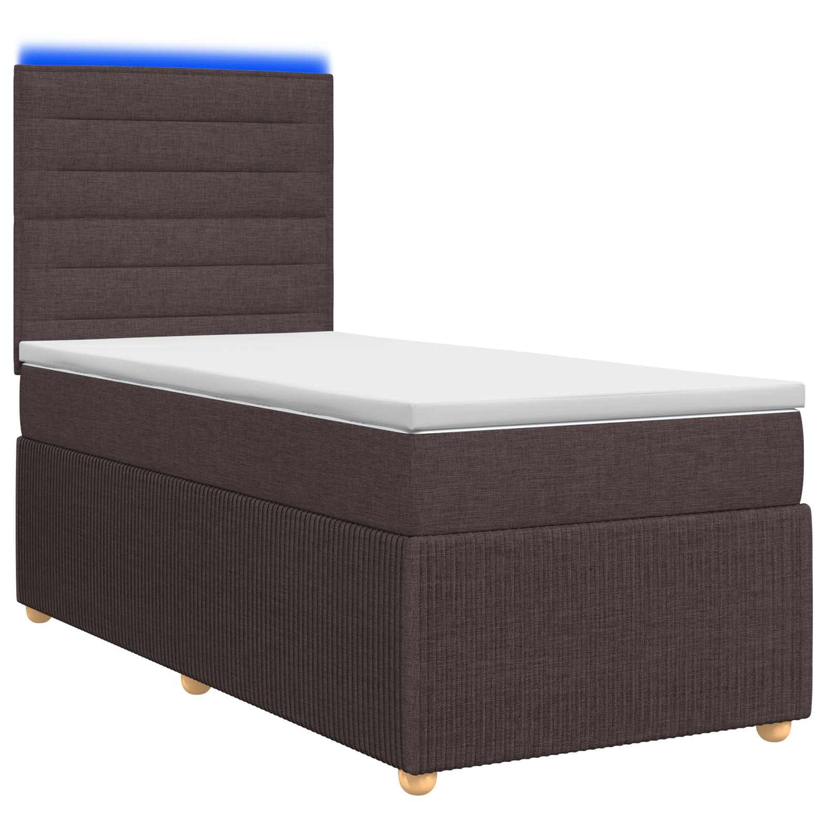 LED okvir za krevet s madracem Tamno smeđa 100 x 200 cm Tkanina