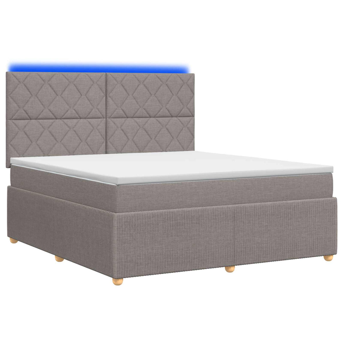 LED okvir za krevet s madracem Sivosmeđa 140 x 190 cm Tkanina
