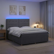 LED okvir za krevet s madracem Tamnosiva 160 x 200 cm Tkanina