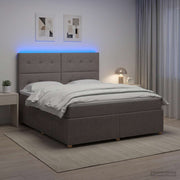 LED okvir za krevet s madracem Sivosmeđa 160 x 200 cm Tkanina