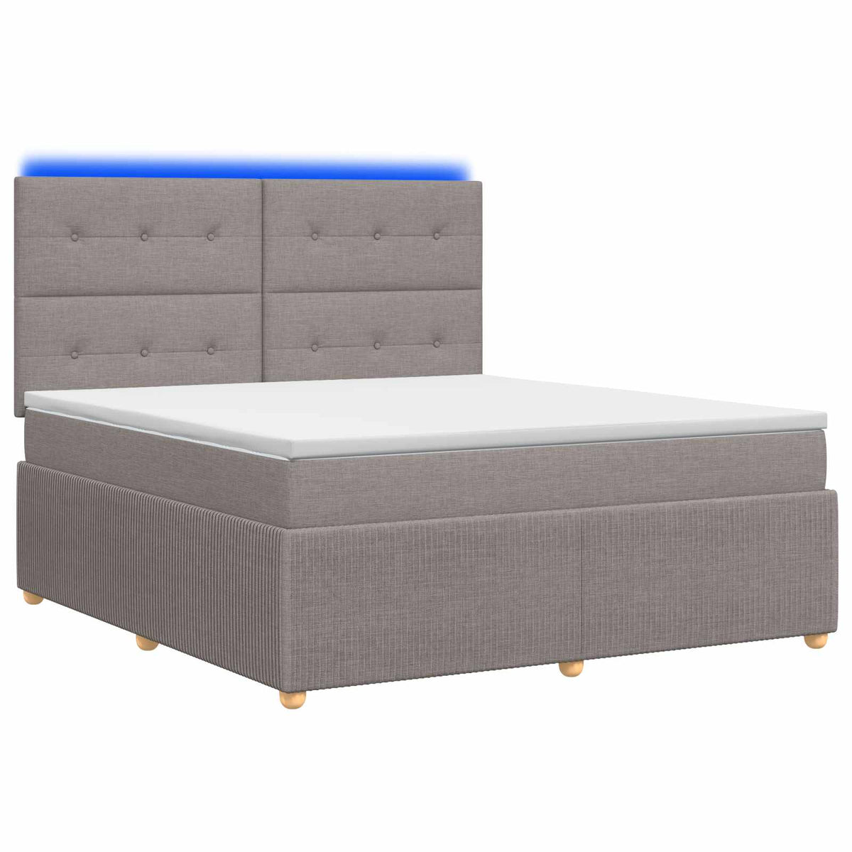 LED okvir za krevet s madracem Sivosmeđa 180 x 200 cm Tkanina