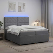 LED okvir za krevet s madracem Svjetlosiva 200 x 200 cm Tkanina