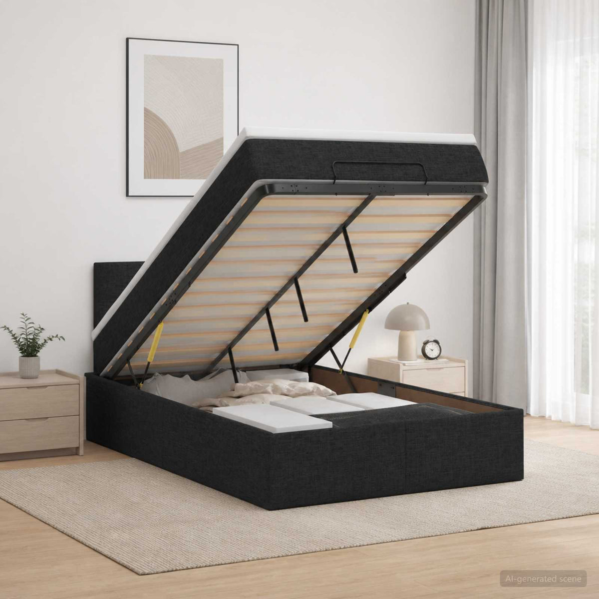 Krevet od pjene s madracem i LED-om Crna 120 x 200 cm Tkanina